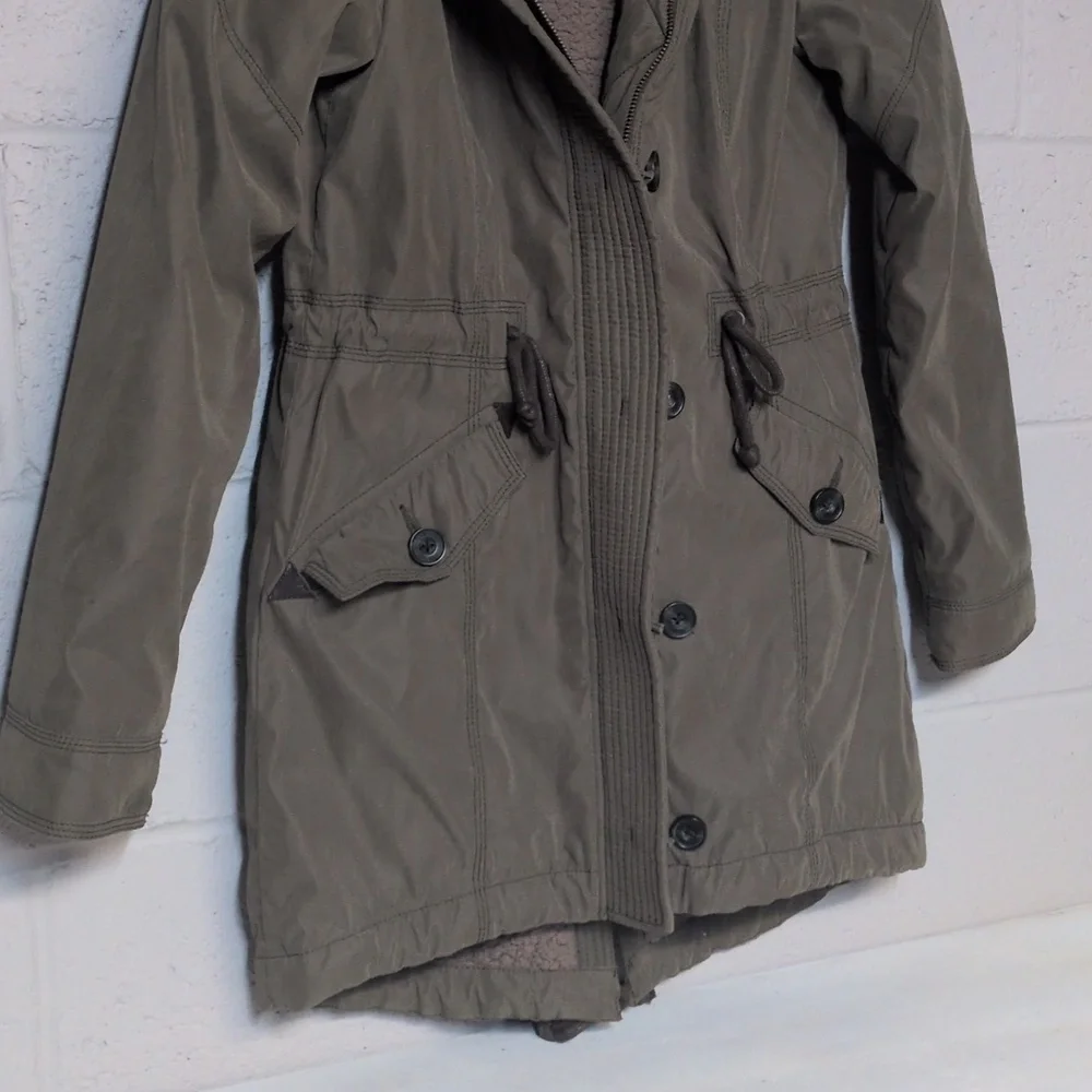 Abercrombie & Fitch Olive Hooded Utility Parka, Size Small, EUC, Y2K, Vintage - Picture 7 of 12